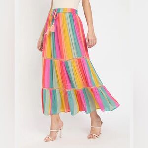 Gypsie Blu Colorful Striped Maxi Skirt